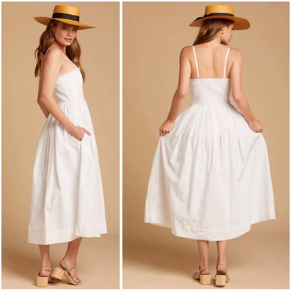 FREE PEOPLE 100% Cotton Feminine Versatile Lilah Pleated Tube Midi Dress Sz M - Picture 7 of 11